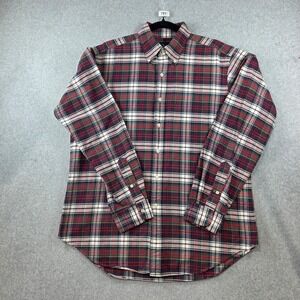 Ralph Lauren Classic Fit Plaid Button Down Shirt Mens Large Red Navy Green Pony